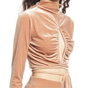 Nordstrom Velvet Long-Sleeve Crop Top in Peach